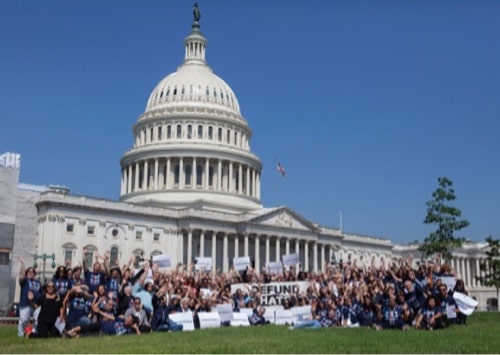 Image in front of capital encouraging people to join the movement.